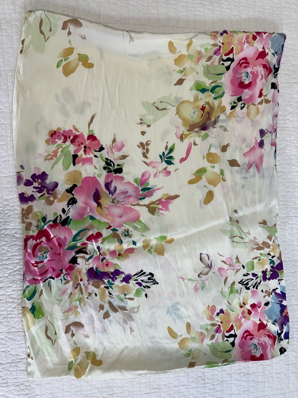 SILK PILLOWCASE beautiful botanical print/floral standard beauty healthy skin